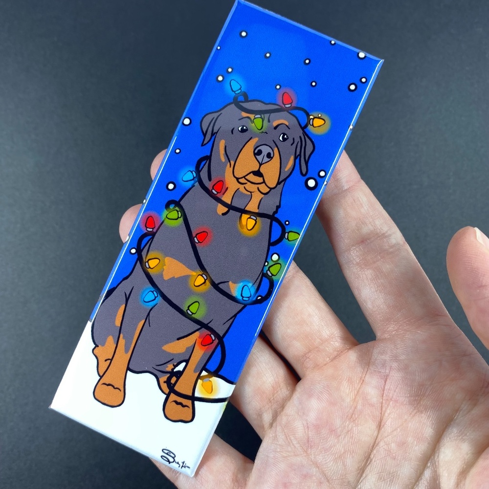 Rottweiler Dog Christmas Lights Magnet Handmade Stocking Stuffer Gifts and Decor - Picture 5 of 9